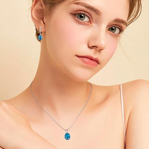 925 Sterling Silver Elegant Women’s Jewelry Sets Ellipse Zircon Ring Necklace Earrings