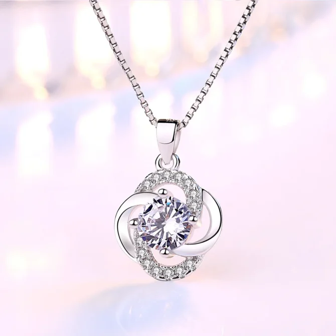 Female 925 Sterling Silver Flower Amethyst Pendants And Necklaces For Women Wedding Party Fashion Jewelry - Image 7