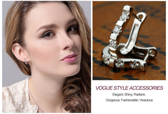 925 Sterling Silver Pendientes Earrings Harp Zircon Studs HorseShoe Earrings - Image 6