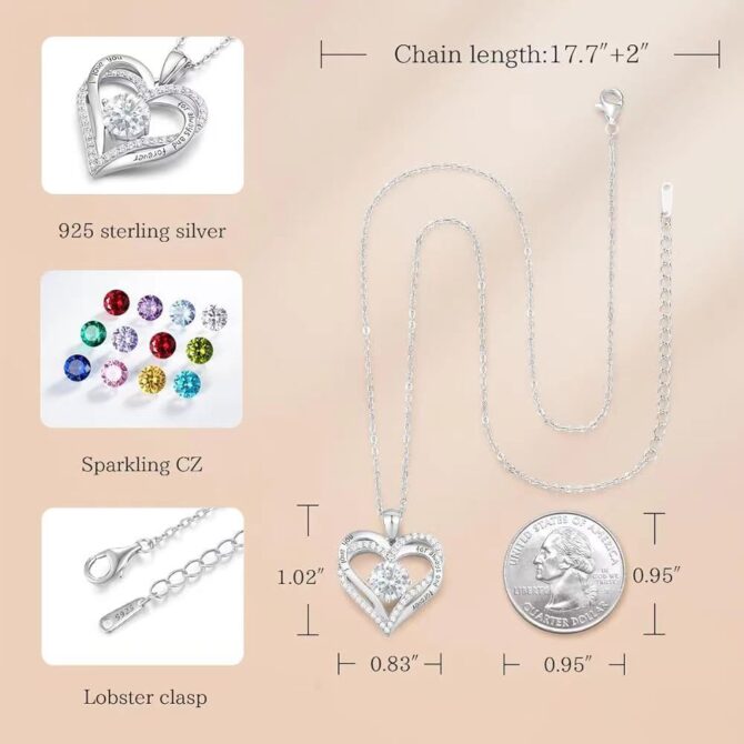 Fashionable 12th Birthday Stone Love Pendant Necklace for Women's High End Charm Jewelry Valentine's Day Gift for Girlfriend - Image 3
