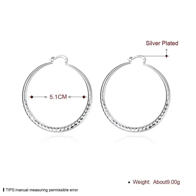 925 Sterling Silver 5CM circle hoop Earrings for Women fashion - Image 3