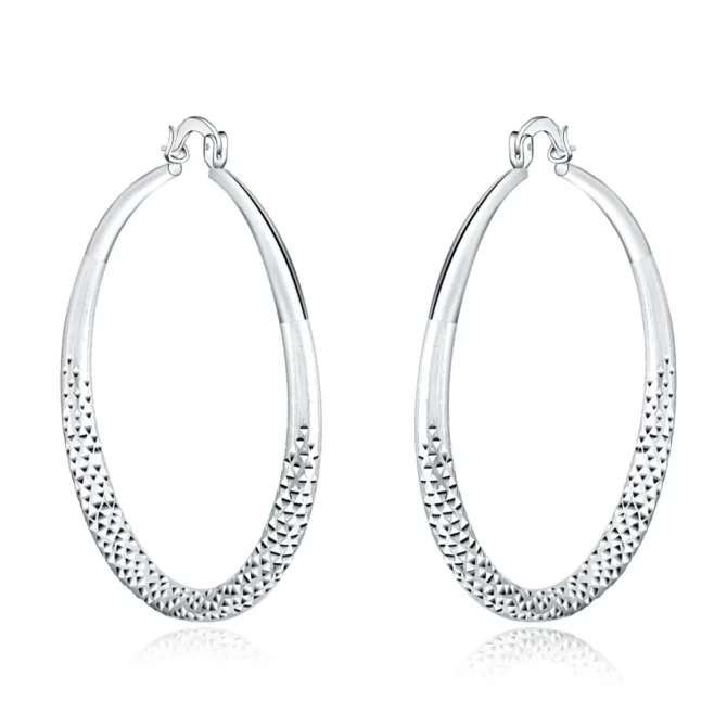 925 Sterling Silver 5CM circle hoop Earrings for Women fashion
