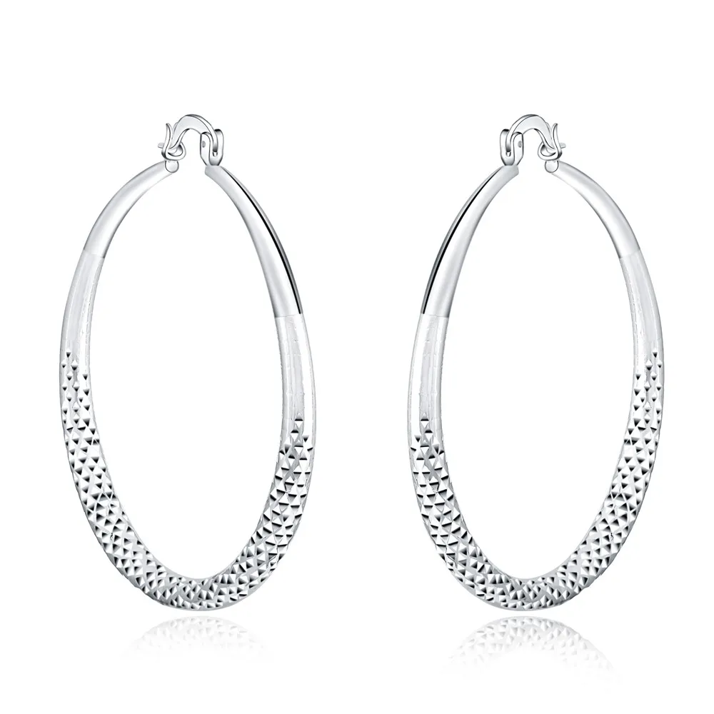 925 Sterling Silver 5CM circle hoop Earrings for Women fashion