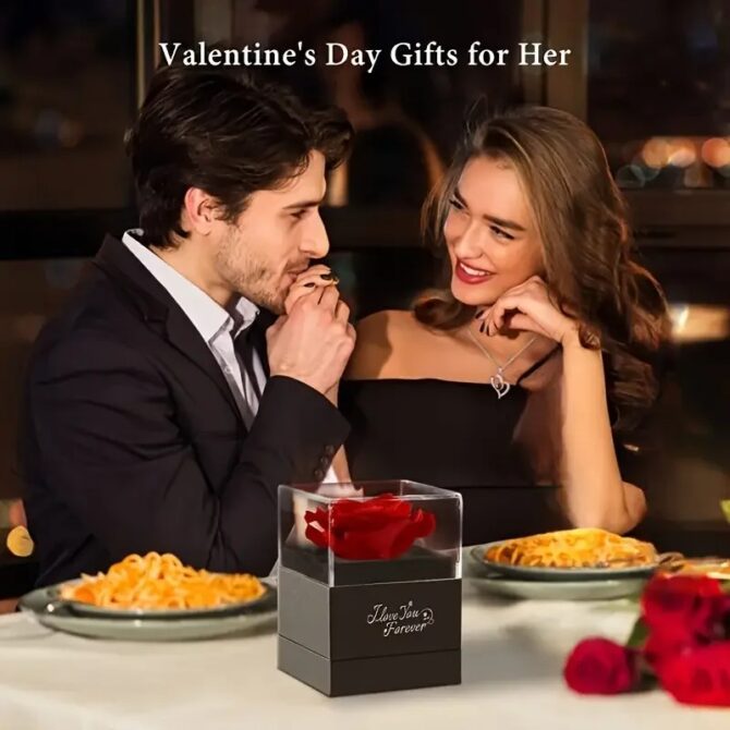 Heart-Shaped Red Rose Necklace with Gift Box - Valentine's Day, Anniversary, Birthday, Mother's Day Gift for Women, Mom, Wife - Image 3