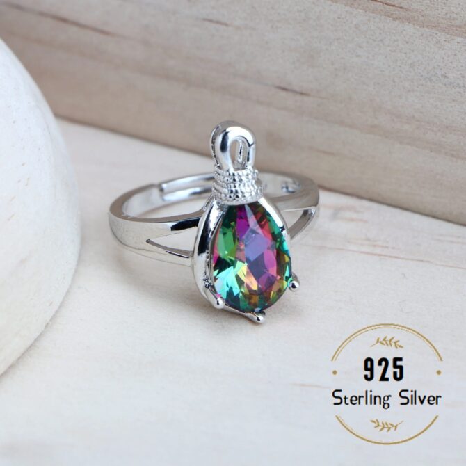 Silver 925 Women Bridal Jewelry Sets Wedding Costume Jewellery Rainbow Cubic Zirconia Earrings Rings Bracelets Pendant Necklace - Image 6