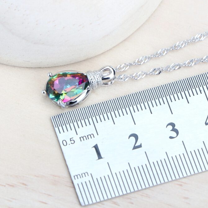 Silver 925 Women Bridal Jewelry Sets Wedding Costume Jewellery Rainbow Cubic Zirconia Earrings Rings Bracelets Pendant Necklace - Image 7