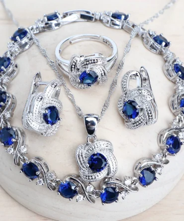 Zirconia Women Jewelry Sets 925 Sterling Silver Wedding Bridal Costume Jewellery Earrings Rings Bracelets Pendant Necklace