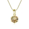Butterflykiss 1 CT Real Moissanite Pendant Necklace For Women Top Quality 925 Sterling Silver Wedding Party Bridal Fine Jewelry - gold champagne