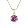 Butterflykiss 1 CT Real Moissanite Pendant Necklace For Women Top Quality 925 Sterling Silver Wedding Party Bridal Fine Jewelry - gold pink