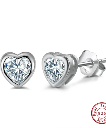 925 Sterling Silver Romantic 6 MM Heart Earring 14K Gold Plated for Women Earrings Gold Jewellery Gift