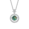 Pendant For Women Simulated Diamond Necklace S925 Sterling Silver Jewellery 1 CT Moissanite - bluish green