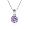 Butterflykiss 1 CT Real Moissanite Pendant Necklace For Women Top Quality 925 Sterling Silver Wedding Party Bridal Fine Jewelry - silver light purple