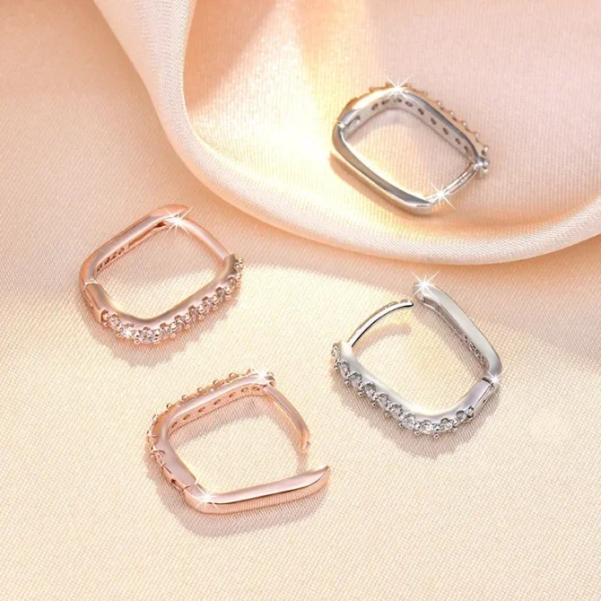 High-quality 925 Sterling Silver Crystal Fashion Circle Hoop Earrings for Woman Wedding Party Gift Street Versatile Jewelry - Image 6