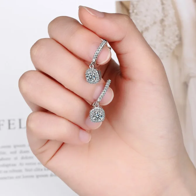 Moissanite Huggie Hoop Earring for Women Lab Created Diamond 925 Sterling Silver Dainty Hoop Dangle Earring Fine Jewelry - Image 3