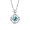 Pendant For Women Simulated Diamond Necklace S925 Sterling Silver Jewellery 1 CT Moissanite - Blue