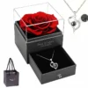 Heart-Shaped Red Rose Necklace with Gift Box - Valentine's Day, Anniversary, Birthday, Mother's Day Gift for Women, Mom, Wife - With Box