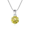Butterflykiss 1 CT Real Moissanite Pendant Necklace For Women Top Quality 925 Sterling Silver Wedding Party Bridal Fine Jewelry - silver lemon yellow