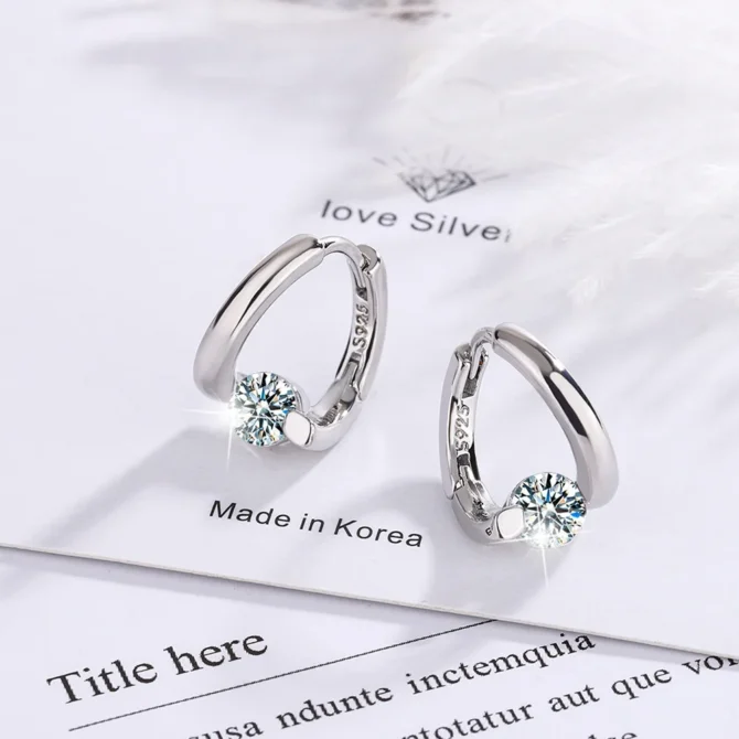 925 Sterling Silver Gold Crystals Simple Earrings For Women Fashion Wedding Luxury Jewelry 2024 Trend - Image 4