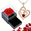Luxury Love Heart Zircon Necklace Pendant Necklace - With Box