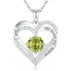 Fashionable 12th Birthday Stone Love Pendant Necklace for Women's High End Charm Jewelry Valentine's Day Gift for Girlfriend - August