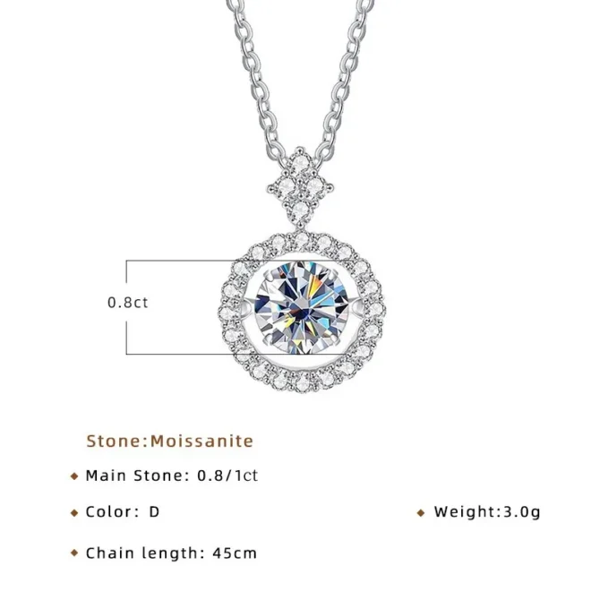 Pendant For Women Simulated Diamond Necklace S925 Sterling Silver Jewellery 1 CT Moissanite - Image 6