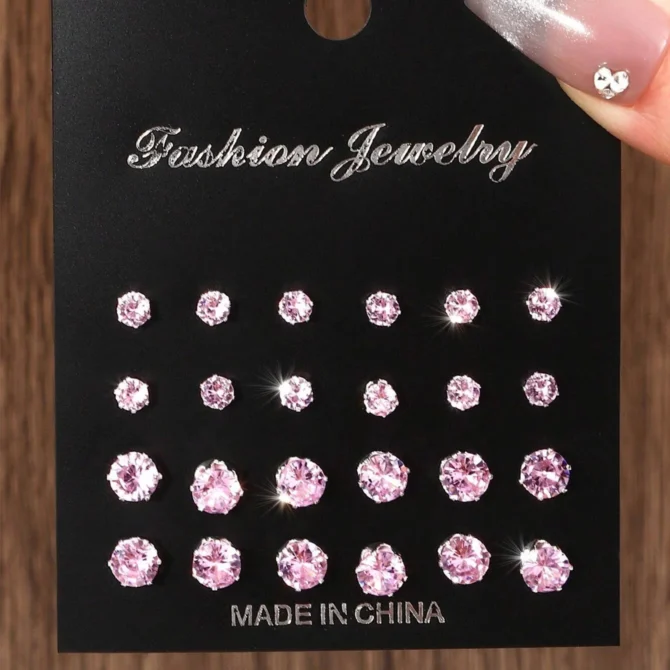 12 Pairs Of Luxurious, Simple, Shiny, And Caring Zirconia Decorative Earrings Are Suitable For Gifts To Parties,And Couples - Image 3