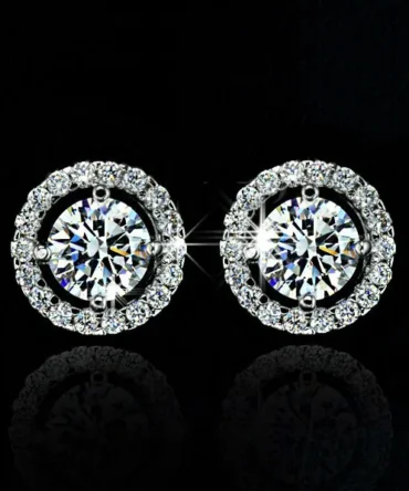 Zircon Stud Earrings Round Vintage Jewelry For Women