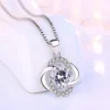 Female 925 Sterling Silver Flower Amethyst Pendants And Necklaces For Women Wedding Party Fashion Jewelry - White