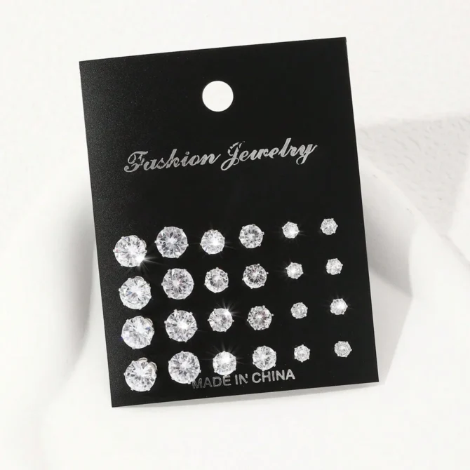 12 Pairs Of Luxurious, Simple, Shiny, And Caring Zirconia Decorative Earrings Are Suitable For Gifts To Parties,And Couples - Image 6