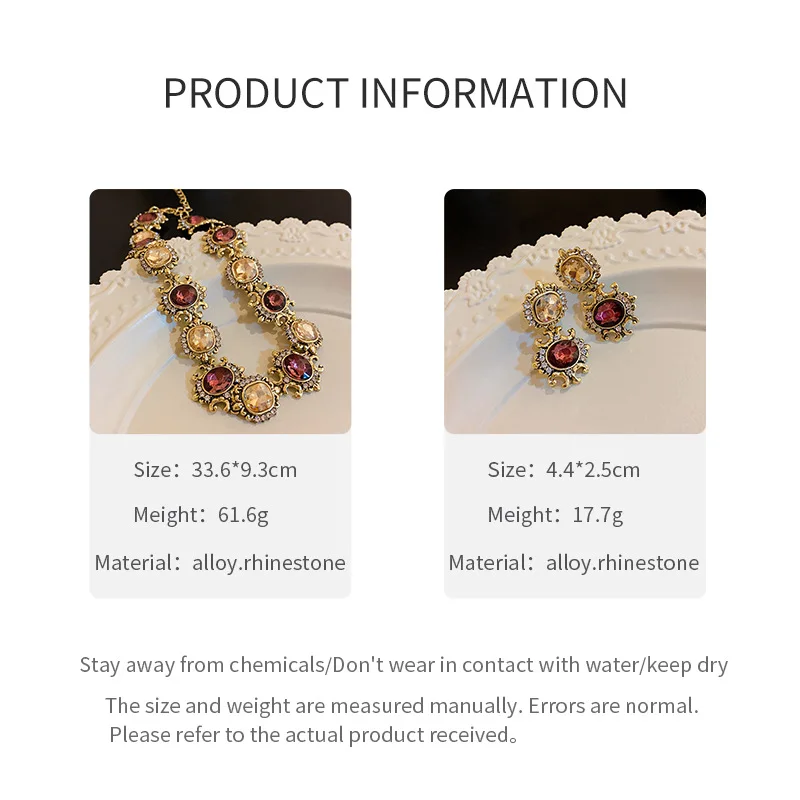 3 Pcs Vintage Necklace Earring Set High-end Accessories for Women Fashion Jewelry Set - Image 6