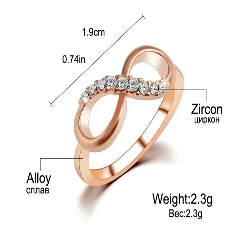 Alloy Crystal Rings Gold Colour Infinity Ring Statement Jewellery
