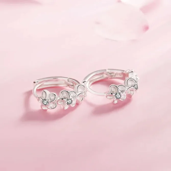Top Sale 925 Sterling Silver Needle Earrings for Women's Wedding Fashion High Quality Jewelry Crystal Zircon Flower Cute Stud - Image 4