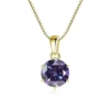 Butterflykiss 1 CT Real Moissanite Pendant Necklace For Women Top Quality 925 Sterling Silver Wedding Party Bridal Fine Jewelry - gold violet