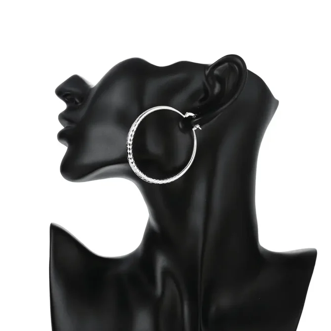 925 Sterling Silver 5CM circle hoop Earrings for Women fashion - Image 2