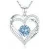 Fashionable 12th Birthday Stone Love Pendant Necklace for Women's High End Charm Jewelry Valentine's Day Gift for Girlfriend - March