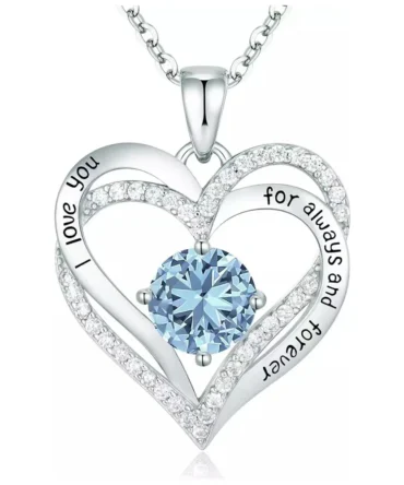 Fashionable 12th Birthday Stone Love Pendant Necklace for Women's High End Charm Jewelry Valentine's Day Gift for Girlfriend