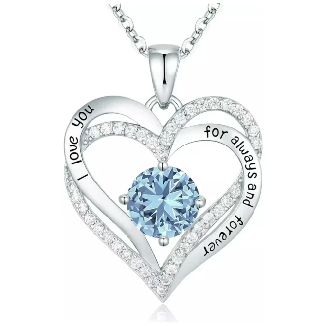 Fashionable 12th Birthday Stone Love Pendant Necklace for Women's High End Charm Jewelry Valentine's Day Gift for Girlfriend