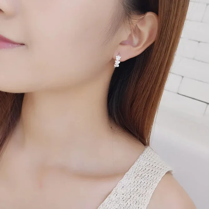 Top Sale 925 Sterling Silver Needle Earrings for Women's Wedding Fashion High Quality Jewelry Crystal Zircon Flower Cute Stud - Image 5