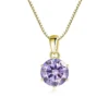Butterflykiss 1 CT Real Moissanite Pendant Necklace For Women Top Quality 925 Sterling Silver Wedding Party Bridal Fine Jewelry - gold light purple