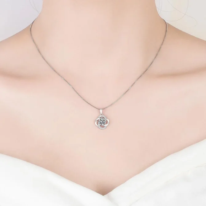 Female 925 Sterling Silver Flower Amethyst Pendants And Necklaces For Women Wedding Party Fashion Jewelry - Image 3