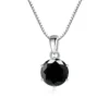 Butterflykiss 1 CT Real Moissanite Pendant Necklace For Women Top Quality 925 Sterling Silver Wedding Party Bridal Fine Jewelry - silver black