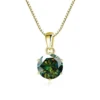 Butterflykiss 1 CT Real Moissanite Pendant Necklace For Women Top Quality 925 Sterling Silver Wedding Party Bridal Fine Jewelry - gold bluish green