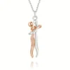 Chic Black Hug Pendant Necklace for Couples - Elegant Love Symbol,Perfect for Party & Daily Wear - Silver + Rose Gold