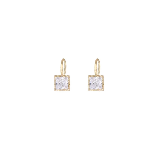 Obega Square Crystal Stone Earrings Copper Material in Gold Plated Clear Black Crystal Stone Fish Hook Earring Women Hot Jewelry - Image 4