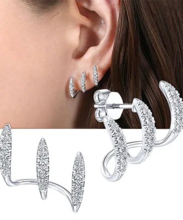 925 Sterling Silver Claws Stud Earrings with Crystal AAA CZ Stone Modern Design Fashion Versatile Accessories Jewellery