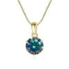 Butterflykiss 1 CT Real Moissanite Pendant Necklace For Women Top Quality 925 Sterling Silver Wedding Party Bridal Fine Jewelry - gold Rainbow