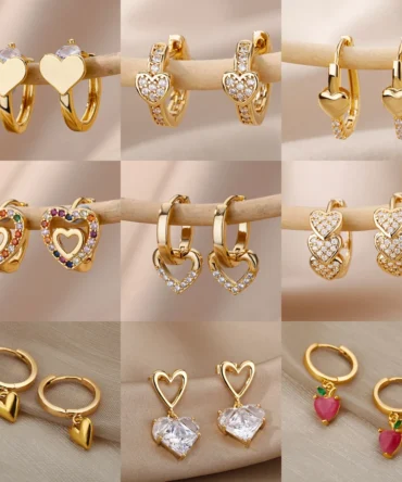 Zircon Pendientes Earring For Women Stainless Steel Gold Color Piercing Earring 2025 Trend Jewelry aretes Accesorios mujer