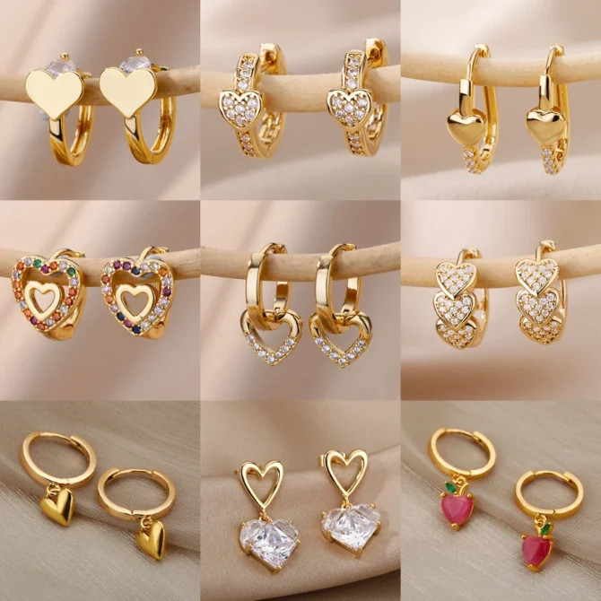 Zircon Pendientes Earring For Women Stainless Steel Gold Color Piercing Earring 2025 Trend Jewelry aretes Accesorios mujer