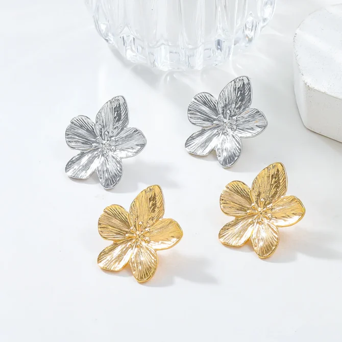 2PC Women's Fashion Trendy Stainless Steel Flower Earrings Outdoor Travel Carnival Party Festival Dressing Gifts - Image 2