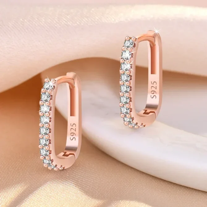 High-quality 925 Sterling Silver Crystal Fashion Circle Hoop Earrings for Woman Wedding Party Gift Street Versatile Jewelry - Image 4